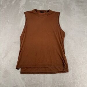 Vintage Helmut Lang Muscle Tank Top Shirt Mens XL Brown Flaws Cotton Sleeveless